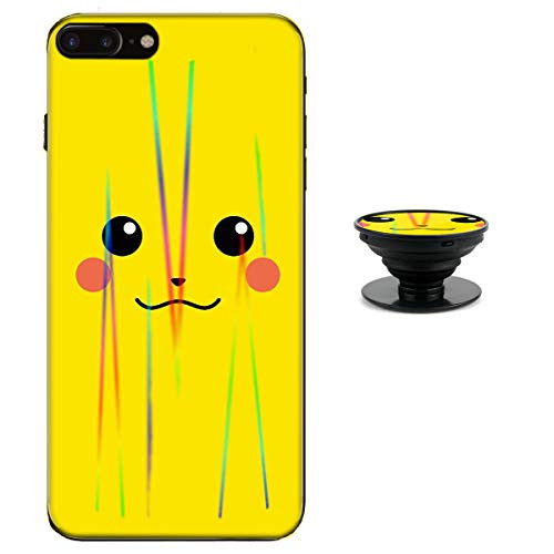 Pikachu Case for iPhone 8 7 Protective Case Aurora Color Soft TPU Compatible iPhone 7 8 Cover with Phone Holder Bracket 7-8 ¡­