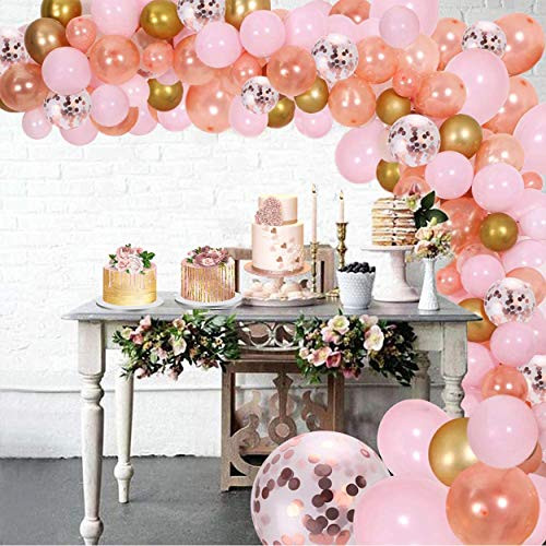 Rose Gold Balloons  Garland Kit  Balloon Arch Kit  Party Supplies Decorations  140Pcs Pink  Rose Gold Confetti Balloons  Bridal Balloons  Baby Shower Balloons Arch Girl  Birthday  Wedding Party
