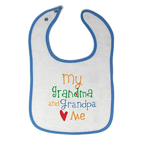 Toddler   Baby Bibs Burp Cloths My Grandpa and Grandma Loves Me Grandparents Family New Cotton Items for Girl Boy Gifts from Grandson Ac White Blue Design Only