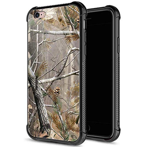 iPhone 6s Plus Case 9H Tempered Glass iPhone 6 Plus Cases for Men Boys Cool Camouflage Tree Pattern Design Printing Shockproof Anti-Scratch Case for Apple iPhone 6-6s Plus 5-5 inch Camo Tree