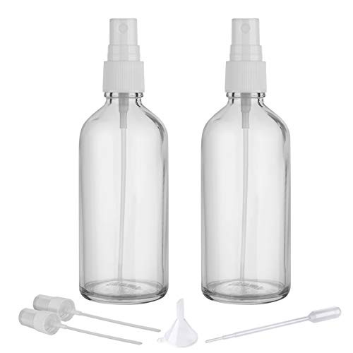 Small Clear Glass Spray Bottles for Essential Oils  3-4oz Empty Fine Mist Spray Bottles 2 Pack