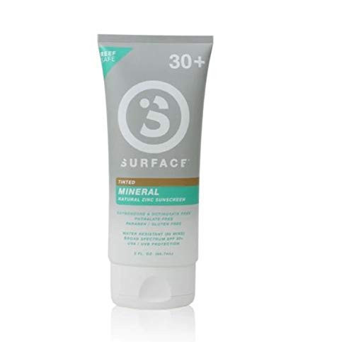 Surface Tinted Mineral Sunscreen Lotion - Reef Safe  Broad Spectrum UVA-UVB Protection  Cruelty and Paraben Free  Hypoallergenic  Non-Greasy  Ultra Water Resistant - Mild Tint - SPF 30  3oz