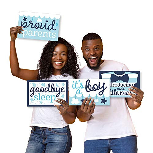Big Dot of Happiness Its a Boy - Photo Prop Signs - Blue Birth Announcements - 10 Pieces