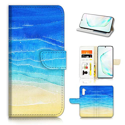 for Samsung Note 10  Galaxy Note 10  Designed Flip Wallet Phone Case Cover  A21902 Summer Blue Sea Beach 21902