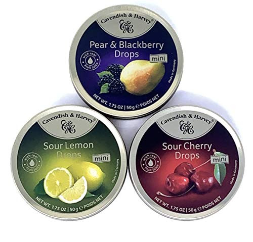 Cavendish Harvey Mini Hard Candy Drops Variety Pack of 3 Flavors in 1-75 oz Tins Sour Cherry Sour Lemon Pear Blackberry Cavendish Harvey Mini Hard Candy Drops Variety Pack of 3 Flavors in 1-75 oz Tins Sour Cherry Sour Lemon Pear Blackberry