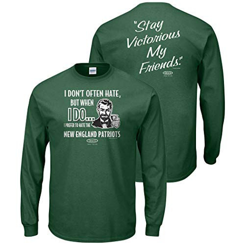 Smack Apparel New York Football Fans- Stay Victorious Anti-Patriots- Forest Green T-Shirt Sm-5X Long Sleeve  2XL