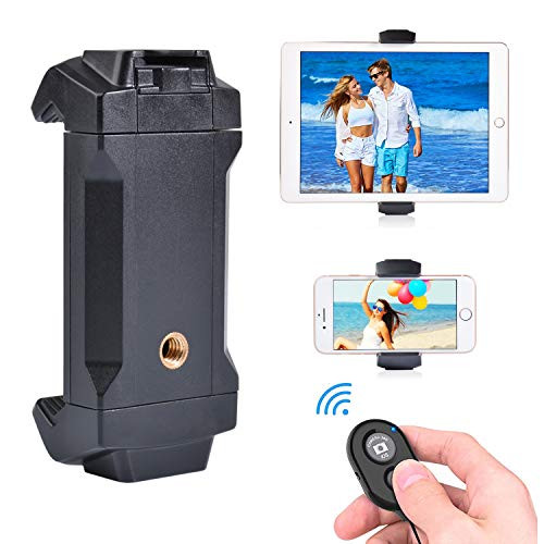 Cell Phone Tripod Mount  Ruittos Tablet   Smartphone Mount Adapter  Phone Clamp Tripod Holder with 1-4 Screw Holes  Hot Shoe Compatible with iPhone 11 Samsung  Large Moible  Selfie Stick  Vlog