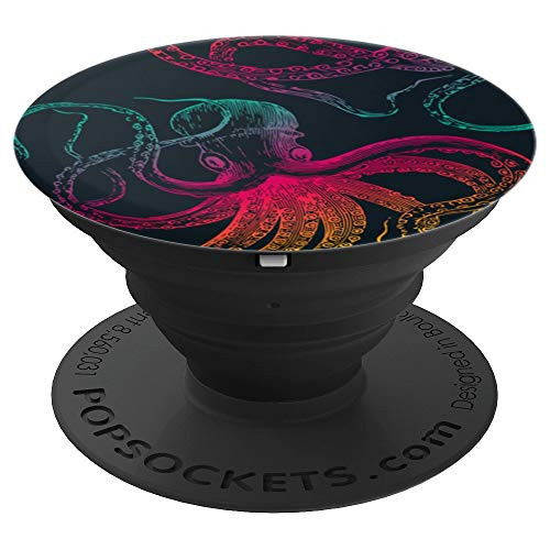 90s Gradient Octopus Sea Life Animals Cool Ocean gifts PopSockets Grip and Stand for Phones and Tablets