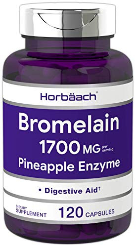 Bromelain 1700 mg   120 Capsules   Supports Digestive Health   Pineapple Enzyme Supplement   Non-GMO  Gluten Free   by Horbaach