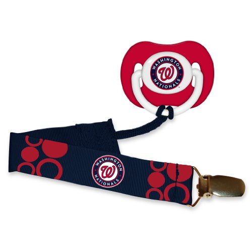 Washington Nationals Pacifier and Pacifier Clip - MLB Baby Fanatic Combo Set