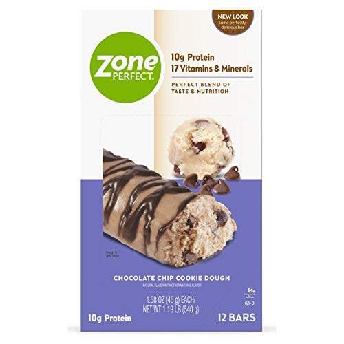 ZonePerfect Protein Bars Chocolate Chip Cookie Dough 10g of Protein Nutrition Bars With Vitamins Minerals Great Taste Guaranteed 12 Bars ZonePerfect Protein Bars Chocolate Chip Cookie Dough 10g of Protein Nutrition Bars With Vitamins Minerals Great Taste Guaranteed 12 Bars