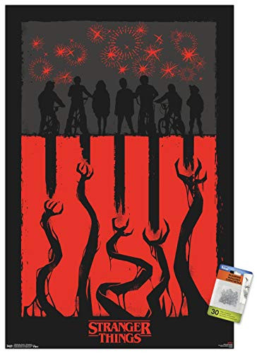 Netflix Stranger Things  Season 3-4Th Illustration Wall Poster with Push Pins