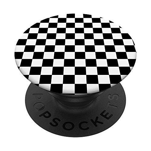 Checkerboard - Black and White - Pattern Series PopSockets Grip and Stand for Phones and Tablets
