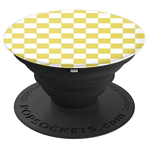 Yellow and White Checkerboard - Pattern Series PopSockets Grip and Stand for Phones and Tablets