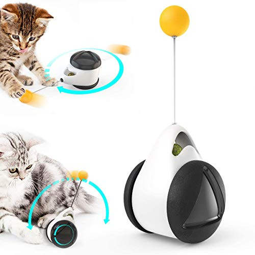 BY QYW Interactive Cat Toy Chaser  Balanced Cat Chaser Toys  Catnip Toy for Indoor Cat Teaser with Balanced Wheel Rotating