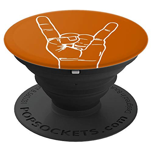 PopSockets  Texas U Home State Hand Sign Burnt Orange White PopSockets Grip and Stand for Phones and Tablets