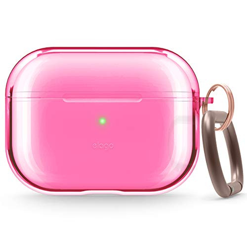elago Clear Airpods Pro Case with Keychain Designed for Apple Airpods Pro - Gel Tape Included Neon Hot Pink