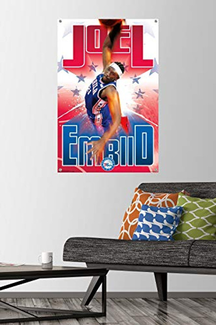 NBA Philadelphia 76ers - Joel EmbIId 17 Wall Poster with Push Pins NBA Philadelphia 76ers - Joel EmbIId 17 Wall Poster with Push Pins