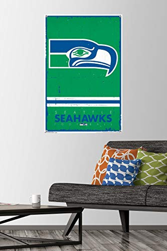 NFL Seattle Seahawks - Retro Logo 15 Wall Poster with Push Pins