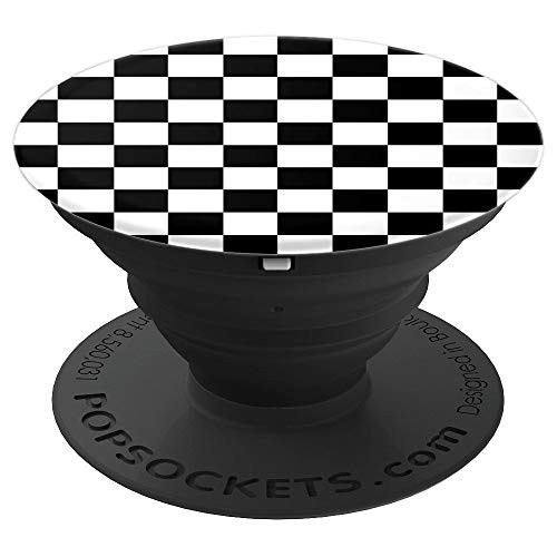 Checkerboard Checkered Pattern Checker Black White Gift PopSockets Grip and Stand for Phones and Tablets