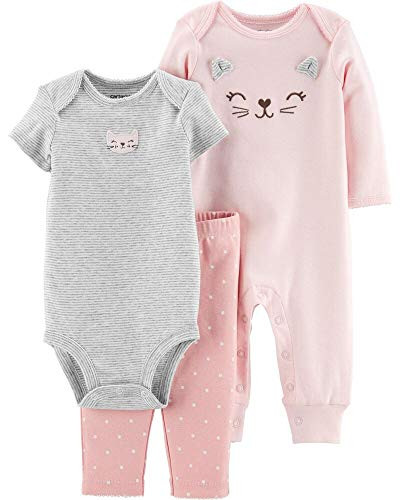 Carter s 3-Piece Cat Jumpsuit   Bodysuit Set 24 Months Pink and Gray