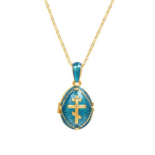 U7 Orthodox Cross Pendant   Chain 22  18K Gold Plated Enamel Message Necklace