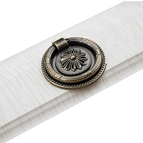2Pcs Ring Pulls Circle Knobs Antique Pulls Retro Invisible Hardware Cabinet Knobs Cabinet Drop Handles Metal Hardware Retro Knobs with Screws for Dresser Drawer Cupboard Furniture Bronze