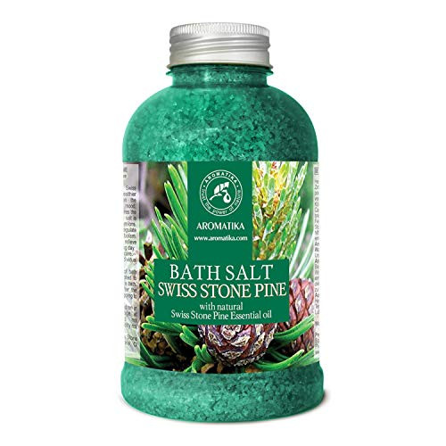 Pine Bath Salt w-Natural Swiss Stone Pine Essential Oil 600g - Pinus Cembra - Natural Bath Sea Salts - Coniferous Salts - Best for Bath - Good Sleep - Relaxing - Body Care - Beauty - Aromatherapy