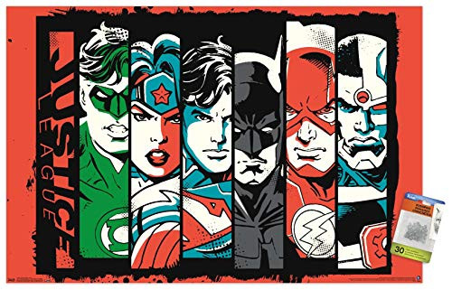 DC Comics - Justice League - Bars Wall Poster with Push Pins
