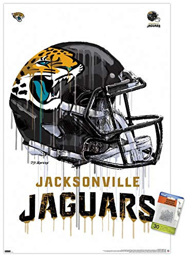 NFL Jacksonville Jaguars - Drip Helmet 20 Wall Poster with Push Pins