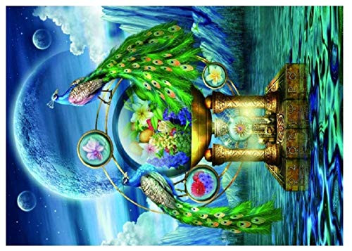 Marvelous Monkey Puzzle - 1000 Pieces Moonlight Peacock Jigsaw Puzzles for Adults and Kids