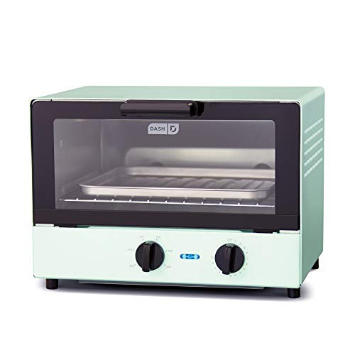 Dash Compact Toaster Oven Cooker for Bread, Bagels, Cookies, Pizza, Paninis & More with Baking Tray, Rack + Auto Shut Off Feature - Aqua