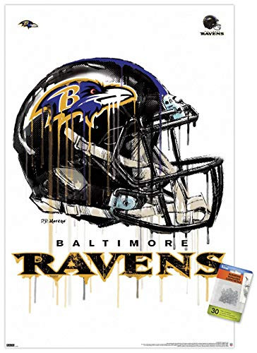 NFL Baltimore Ravens - Drip Helmet 20 Wall Poster with Push Pins