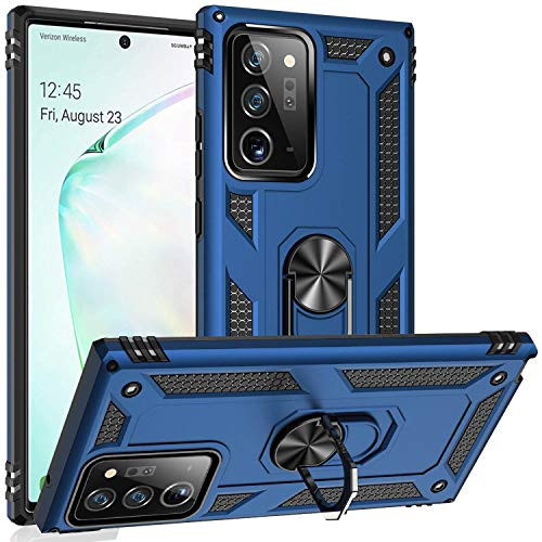 Fetrim Case for Galaxy Note 20 Ultra  Dual Layer Shockproof Protective Phone Case with Rotation Ring Kickstand for Samsung Galaxy Note 20 Ultra Navy Blue