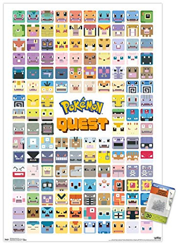 Pokemon - Quest Grid Wall Poster with Push Pins