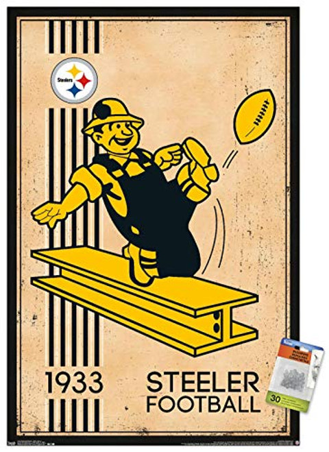 NFL Pittsburgh Steelers - Retro Logo 14 Wall Poster with Push Pins NFL Pittsburgh Steelers - Retro Logo 14 Wall Poster with Push Pins
