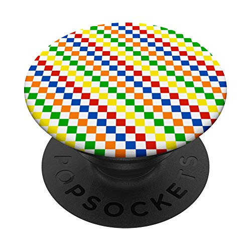 Bright Primary Colors Checkerboard Pattern PopSockets PopGrip  Swappable Grip for Phones   Tablets