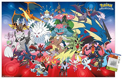 Pokemon - Mega Evolutions Wall Poster with Push Pins