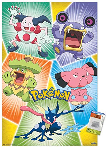 Pokemon - Animation Group Wall Poster with Push Pins