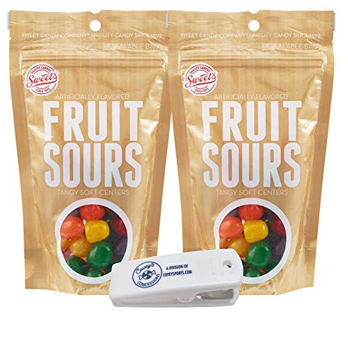 Sweets Fruit Sour Balls Assorted - 2-Pack 7 oz Bag - Grape Tangerine Lemon Cherry Apple Flavors Bundled with Coveys Concessions Clip Sweets Fruit Sour Balls Assorted - 2-Pack 7 oz Bag - Grape Tangerine Lemon Cherry Apple Flavors Bundled with Coveys Concessions Clip