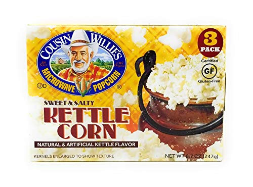 Cousin Willie s Sweet   Salty Kettle Corn Microwave Popcorn 3 Boxes