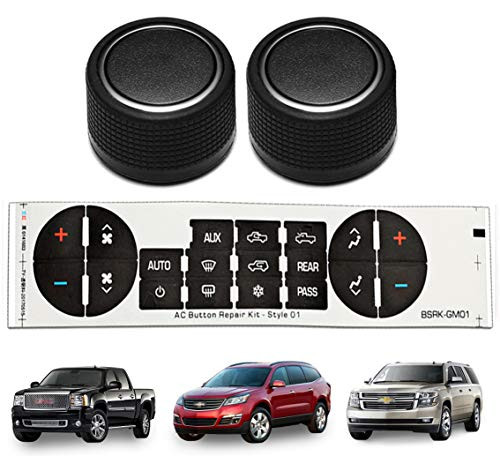 Rear Radio Volume Control Knob AC Dash Button Sticker Repair Kit for Select GM Vehicles and for 07-14 Chevrolet Chevy GMC Buick Cadillac Replacement OEM 22912547