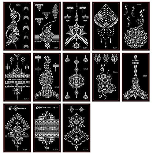 Kotbs 15 Sheets Henna Tattoo Stencil Kit Temporary Tattoo Stencils Arabian Tattoo Stickers for Face Paint Body Art
