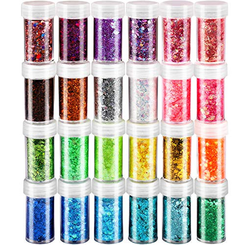 24 Boxes Holographic Chunky Glitter  FANDAMEI 24 Colors 10g Nail Art Glitter Sequins  Iridescent Glitter Flakes for Nail  Eye  Body  Face  Hair- Cosmetic Glitter for Festival  Halloween Makeup 24 Boxes Holographic Chunky Glitter  FANDAMEI 24 Colors 10g Nail Art Glitter Sequins  Iridescent Glitter Flakes for Nail  Eye  Body  Face  Hair- Cosmetic Glitter for Festival  Halloween Makeup