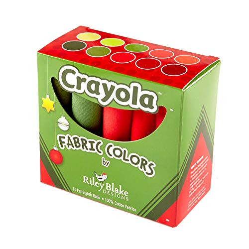 Riley Blake Designs Crayola Solids Fat Eighth Box 10 Pcs- Christmas Fabric  Multi