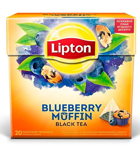 Lipton Black Tea - Blueberry Muffin - Premium Pyramid Tea Bags 20 Count Box