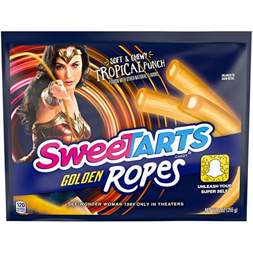 SweeTARTS Tropical Punch Golden Ropes Soft   Chewy Licorice Ropes Candy  9 Oz Bag Wonder Woman 4 Pack