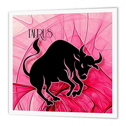 3dRose ht2045601 Lady Taurus in Pink and Black Swirls Zodiac Collection - Iron on Heat Transfer  8 by 8   for White Material