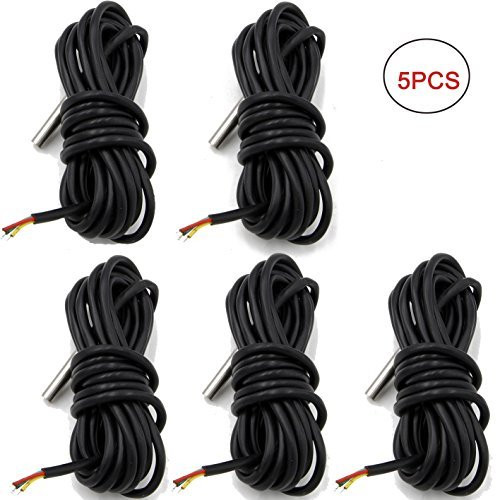 RioRand 5pcs 3M Waterproof Digital Temperature Temp Sensor Probe DS18b20