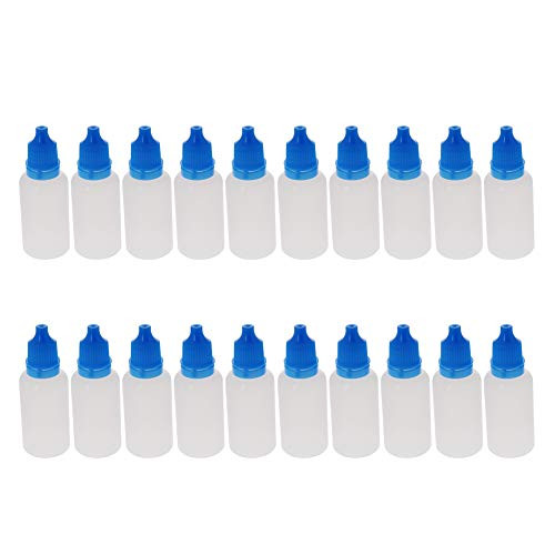 Othmro PE Translucent Dropper Bottle  20ml Small Mouth Drop Bottles Empty Squeezable Eye Liquid Dropper Bottle Blue cap 50pcs